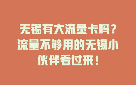 无锡有大流量卡吗？流量不够用的无锡小伙伴看过来！