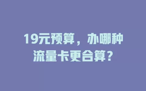 19元预算，办哪种流量卡更合算？