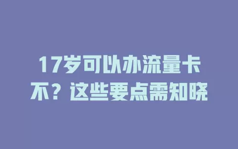 17岁可以办流量卡不？这些要点需知晓