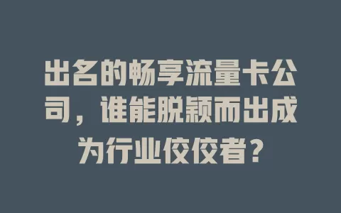 出名的畅享流量卡公司，谁能脱颖而出成为行业佼佼者？