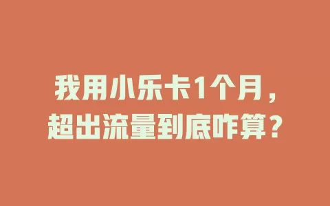 我用小乐卡1个月，超出流量到底咋算？