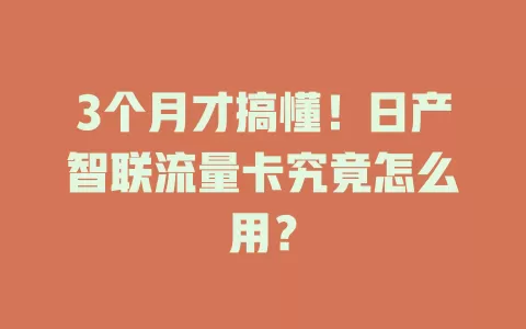 3个月才搞懂！日产智联流量卡究竟怎么用？