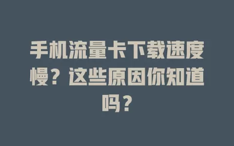 手机流量卡下载速度慢？这些原因你知道吗？