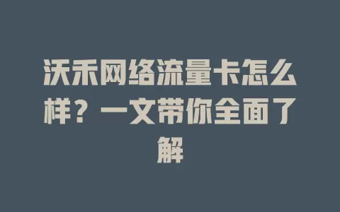 沃禾网络流量卡怎么样？一文带你全面了解