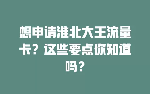 想申请淮北大王流量卡？这些要点你知道吗？