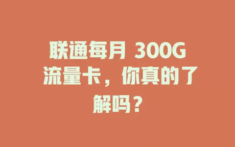 联通每月 300G 流量卡，你真的了解吗？