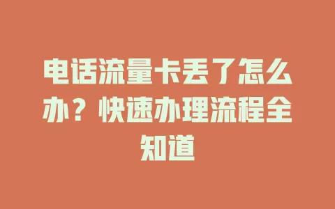 电话流量卡丢了怎么办？快速办理流程全知道