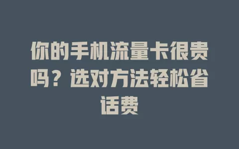 你的手机流量卡很贵吗？选对方法轻松省话费