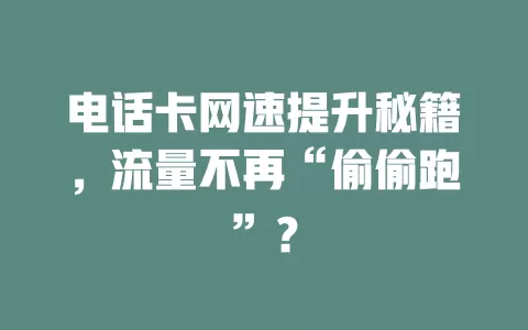 电话卡网速提升秘籍，流量不再“偷偷跑”？