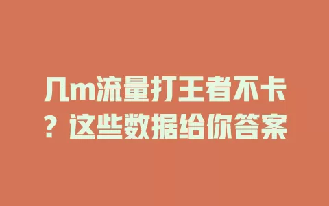 几m流量打王者不卡？这些数据给你答案