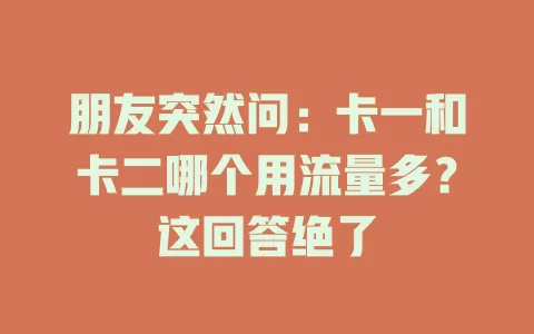 朋友突然问：卡一和卡二哪个用流量多？这回答绝了