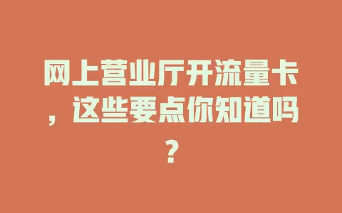 网上营业厅开流量卡，这些要点你知道吗？
