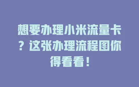 想要办理小米流量卡？这张办理流程图你得看看！
