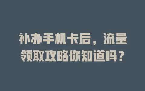 补办手机卡后，流量领取攻略你知道吗？