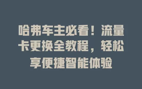 哈弗车主必看！流量卡更换全教程，轻松享便捷智能体验