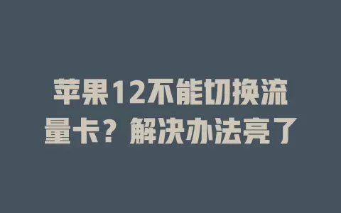 苹果12不能切换流量卡？解决办法亮了