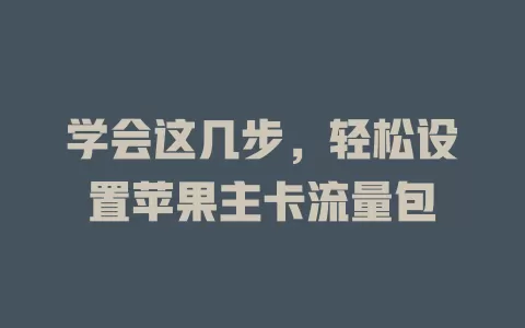 学会这几步，轻松设置苹果主卡流量包