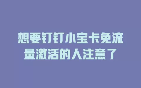 想要钉钉小宝卡免流量激活的人注意了