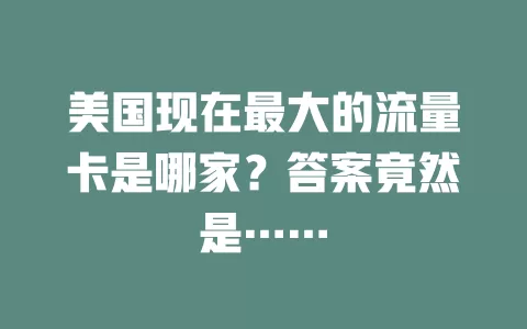 美国现在最大的流量卡是哪家？答案竟然是……