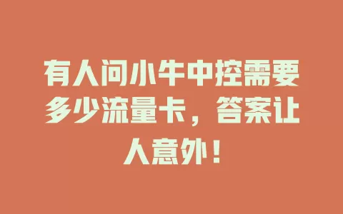 有人问小牛中控需要多少流量卡，答案让人意外！