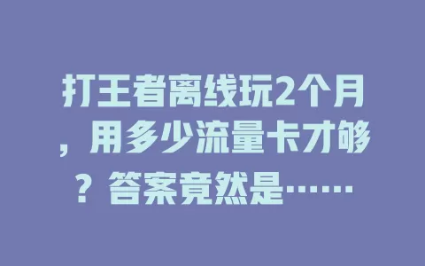 打王者离线玩2个月，用多少流量卡才够？答案竟然是……