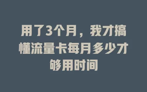 用了3个月，我才搞懂流量卡每月多少才够用时间