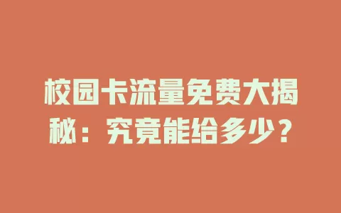 校园卡流量免费大揭秘：究竟能给多少？