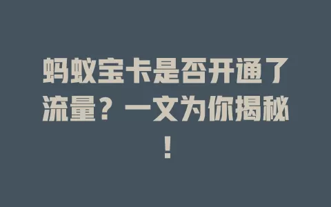 蚂蚁宝卡是否开通了流量？一文为你揭秘！