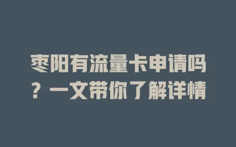 枣阳有流量卡申请吗？一文带你了解详情