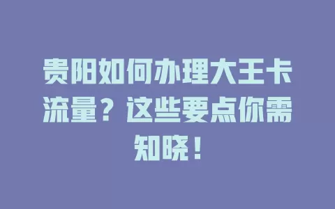 贵阳如何办理大王卡流量？这些要点你需知晓！