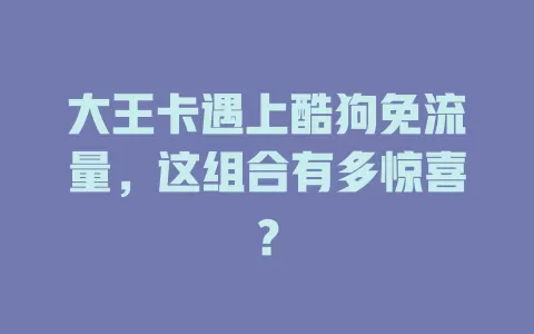 大王卡遇上酷狗免流量，这组合有多惊喜？