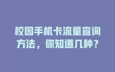 校园手机卡流量查询方法，你知道几种？