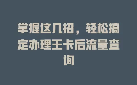 掌握这几招，轻松搞定办理王卡后流量查询