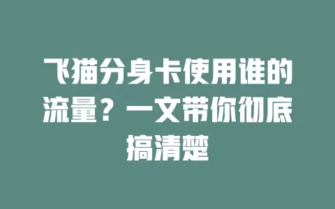 飞猫分身卡使用谁的流量？一文带你彻底搞清楚
