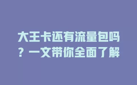 大王卡还有流量包吗？一文带你全面了解