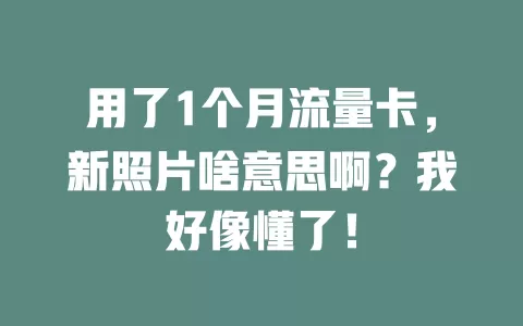 用了1个月流量卡，新照片啥意思啊？我好像懂了！