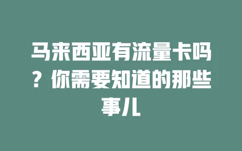 马来西亚有流量卡吗？你需要知道的那些事儿
