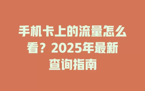 手机卡上的流量怎么看？2025年最新查询指南