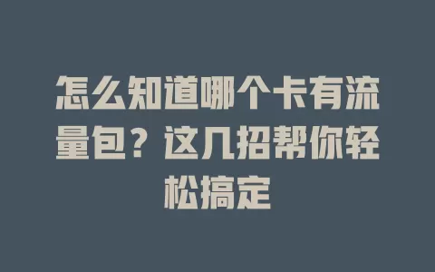 怎么知道哪个卡有流量包？这几招帮你轻松搞定