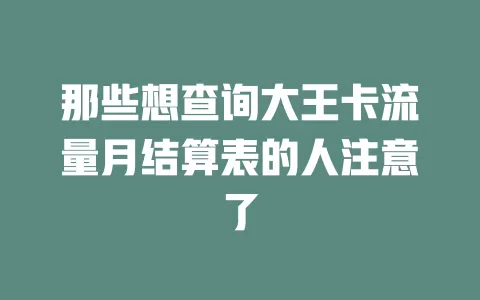那些想查询大王卡流量月结算表的人注意了