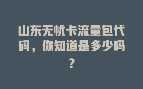 山东无忧卡流量包代码，你知道是多少吗？
