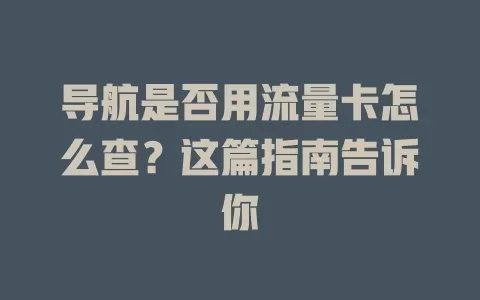 导航是否用流量卡怎么查？这篇指南告诉你