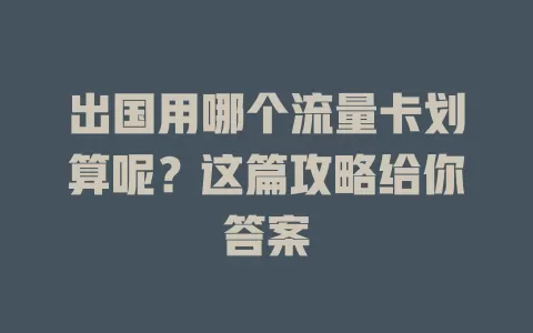 出国用哪个流量卡划算呢？这篇攻略给你答案