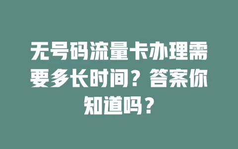 无号码流量卡办理需要多长时间？答案你知道吗？
