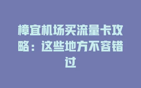 樟宜机场买流量卡攻略：这些地方不容错过