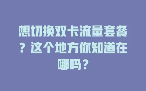 想切换双卡流量套餐？这个地方你知道在哪吗？
