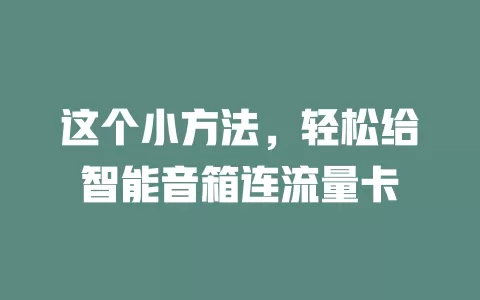 这个小方法，轻松给智能音箱连流量卡