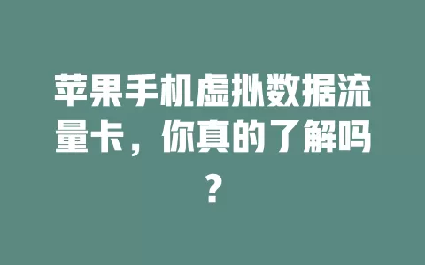 苹果手机虚拟数据流量卡，你真的了解吗？