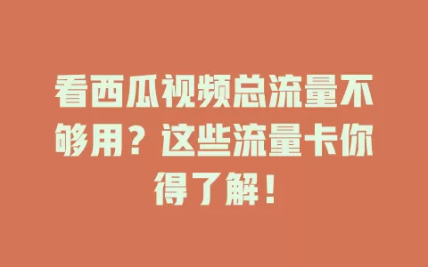看西瓜视频总流量不够用？这些流量卡你得了解！