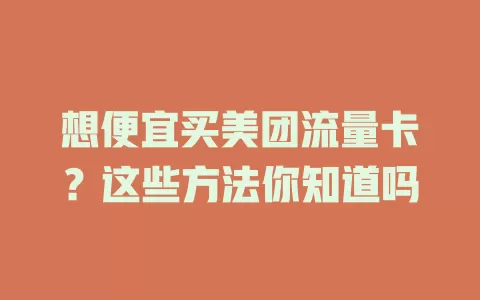 想便宜买美团流量卡？这些方法你知道吗
